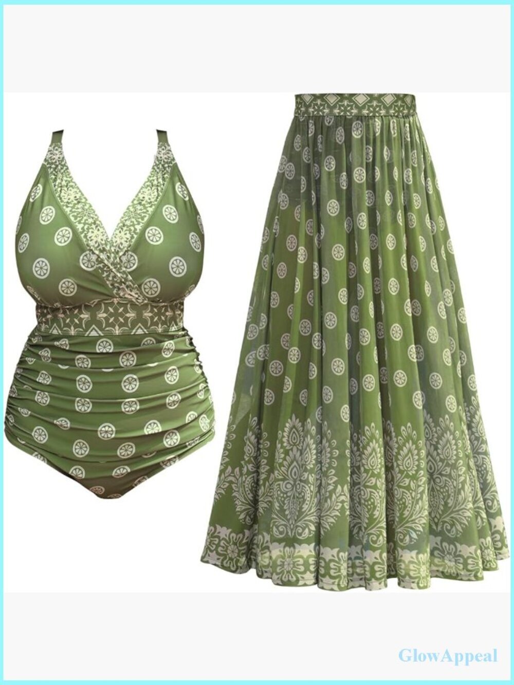 Plus Size One Piece Swimsuit Tummy Control with Mesh Skirt Full Coverage